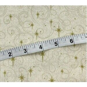 SPARKLY Ivory with Gold Stars & Swirls FABRIC TRADITIONS 100% Cotton (2008)